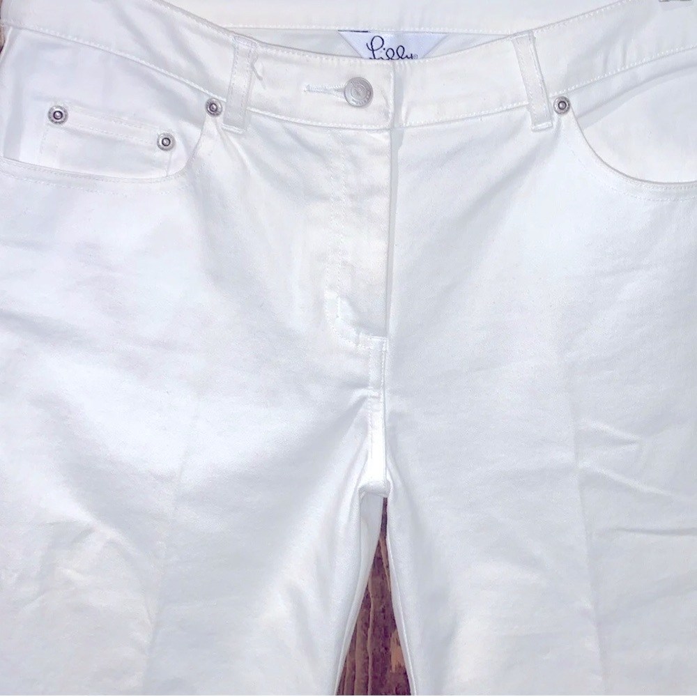 Lilly Pulitzer Jeans Resort White Beaded Palm Tree Ankle Cropped Size 4 - Picture 4 of 7